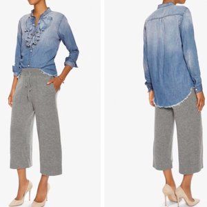 NSF Intermix Exclusive Ruffle Denim Blouse